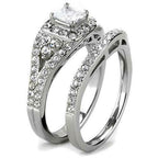Jewellery Kingdom Ladies Wedding Engagement Set Band Cz Princess 2pcs Stainless Steel Ring - Jewelry Rings - British D'sire