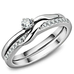 Jewellery Kingdom Ladies Wedding Engagement Set Band Stainless Steel 1 Carat 2pcs Ring (Silver) - Jewelry Rings - British D'sire
