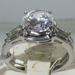 Jewellery Kingdom Ladies Wedding Engagement Set Simulated Diamonds 3k Stainless Steel Ring - Rings - British D'sire