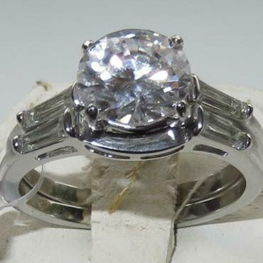 Jewellery Kingdom Ladies Wedding Engagement Set Simulated Diamonds 3k Stainless Steel Ring - Rings - British D'sire Main image