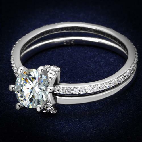 Jewellery Kingdom Ladies Wedding Engagement Solitaire Sterling Silver Band Set Ring Secondary image