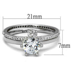 Jewellery Kingdom Ladies Wedding Engagement Solitaire Band Set 2pcs 2K Ring (Silver) - Engagement Rings - British D'sire