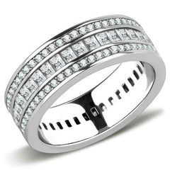 Jewellery Kingdom Ladies Wedding Full Eternity Princess Band Stainless Steel Ring (Silver) - Rings - British D'sire