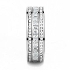 Jewellery Kingdom Ladies Wedding Full Eternity Princess Band Stainless Steel Ring (Silver) - Rings - British D'sire