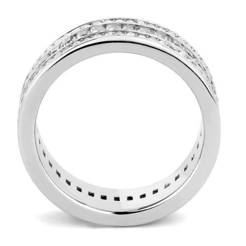 Jewellery Kingdom Ladies Wedding Full Eternity Princess Band Stainless Steel Ring (Silver) - Rings - British D'sire