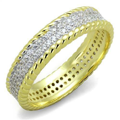 Jewellery Kingdom Ladies Wedding Two Tone 5mm Sterling Silver Ring (Gold) - Engagement Rings - British D'sire