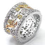 Jewellery Kingdom Ladies Wide Band 10mm Ring Rose Gold Yellow Cz Full Eternity Silver Rhodium - Jewelry Rings - British D'sire