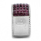 Jewellery Kingdom Ladies Wide Band 13mm Garnet Lavender Sapphire Stainless Steel Silver Ring - Jewelry Rings - British D'sire