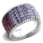 Jewellery Kingdom Ladies Wide Band 13mm Garnet Lavender Sapphire Stainless Steel Silver Ring - Jewelry Rings - British D'sire