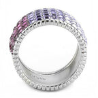 Jewellery Kingdom Ladies Wide Band 13mm Garnet Lavender Sapphire Stainless Steel Silver Ring - Jewelry Rings - British D'sire