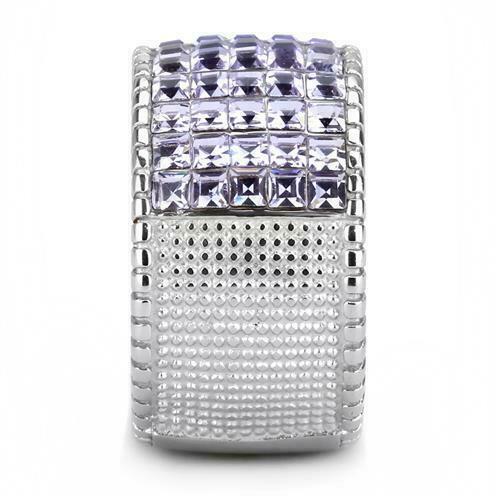 Jewellery Kingdom Ladies Wide Band 13mm Garnet Lavender Sapphire Stainless Steel Silver Ring - Jewelry Rings - British D'sire