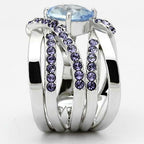 Jewellery Kingdom Ladies Wide Band Amethyst 17mm Stainless Steel No Tarnish Ring (Blue Topaz) - Jewelry Rings - British D'sire