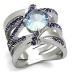 Jewellery Kingdom Ladies Wide Band Amethyst 17mm Stainless Steel No Tarnish Ring (Blue Topaz) - Jewelry Rings - British D'sire