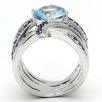 Jewellery Kingdom Ladies Wide Band Amethyst 17mm Stainless Steel No Tarnish Ring (Blue Topaz) - Jewelry Rings - British D'sire