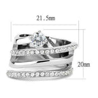 Jewellery Kingdom Ladies Wide Band Cz Swirl Solitaire Silver Stainless Steel Pave Ring - Jewelry Rings - British D'sire