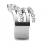 Jewellery Kingdom Ladies Wide Band Cz Swirl Solitaire Silver Stainless Steel Pave Ring - Jewelry Rings - British D'sire