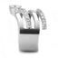 Jewellery Kingdom Ladies Wide Band Cz Swirl Solitaire Silver Stainless Steel Pave Ring - Jewelry Rings - British D'sire