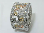Jewellery Kingdom Ladies Wide Band Rose Simulated Diamonds Full Eternity Ring (Silver & Rose Gold) - Jewelry Rings - British D'sire