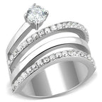 Jewellery Kingdom Ladies Wide Band Solitaire Ring (Silver) - Rings - British D'sire