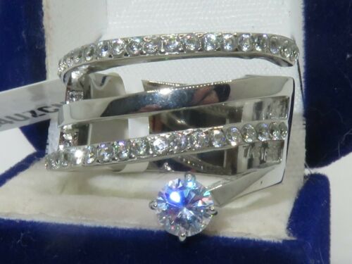 Jewellery Kingdom Ladies Wide Band Solitaire Ring (Silver) - Rings - British D'sire