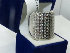 Jewellery Kingdom Ladies Wide Cocktail Studded Statement Band Rhodium Ring (Silver) - Jewelry Rings - British D'sire