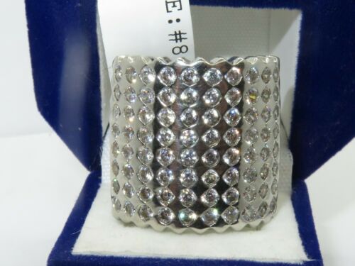 Jewellery Kingdom Ladies Wide Cocktail Studded Statement Band Rhodium Ring (Silver) - Jewelry Rings - British D'sire