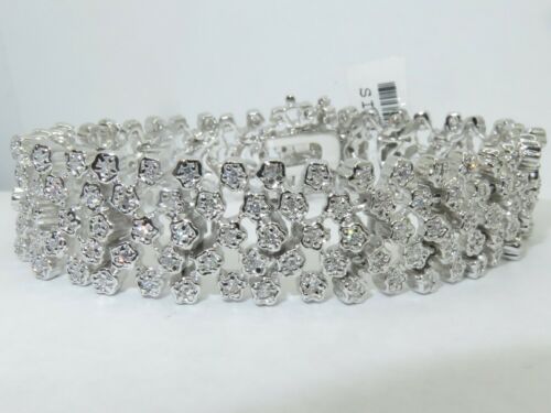 Jewellery Kingdom Ladies Wide Cubic Zirconia Statement 7 Inch Bracelet (Silver) - Bracelets & Bangles - British D'sire Main image