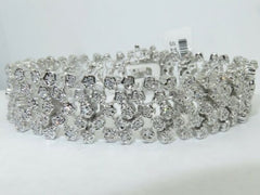 Jewellery Kingdom Ladies Wide Cubic Zirconia Statement 7 Inch Bracelet (Silver) - Bracelets & Bangles - British D'sire