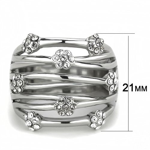 Jewellery Kingdom Ladies Wide Flower Band Stainless Steel Ring (Silver) Secondary image