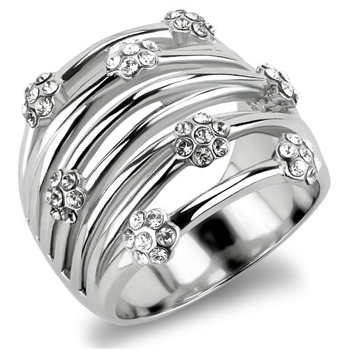 Jewellery Kingdom Ladies Wide Flower Band Stainless Steel Ring (Silver) - Jewelry Rings - British D'sire Main image