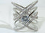 Jewellery Kingdom Ladies Wide Solitaire Weave Pave Cubic Zirconia Rhodium Band Unique Clear Ring (Silver) - Jewelry Rings - British D'sire