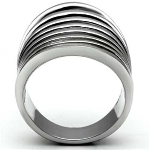 Jewellery Kingdom Ladies Wide Stamped Open Fan Stainless Steel Ring (Silver) - Rings - British D'sire