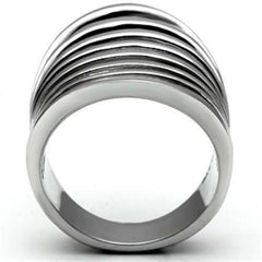 Jewellery Kingdom Ladies Wide Stamped Open Fan Stainless Steel Ring (Silver) - Rings - British D'sire