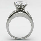 Jewellery Kingdom Ladies Wide Unique Solitaire Stainless Steel 4 Carat Ring (Silver) - Jewelry Rings - British D'sire