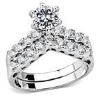 Jewellery Kingdom Ladies Wishbone Engagement Wedding Band Ring Set (Silver) - Engagement Rings - British D'sire