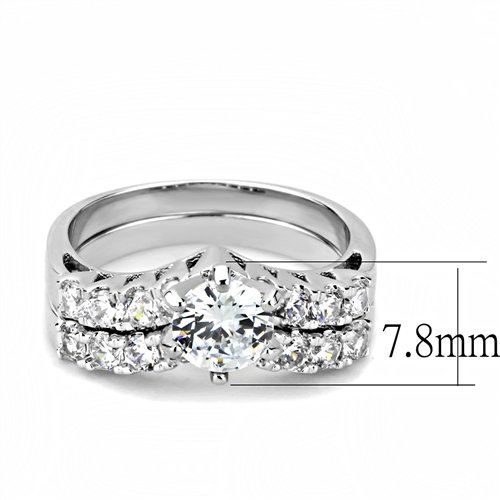 Jewellery Kingdom Ladies Wishbone Engagement Wedding Band Ring Set (Silver) - Engagement Rings - British D'sire