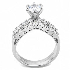 Jewellery Kingdom Ladies Wishbone Engagement Wedding Band Ring Set (Silver) - Engagement Rings - British D'sire