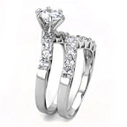 Jewellery Kingdom Ladies Wishbone Engagement Wedding Band Ring Set (Silver) - Engagement Rings - British D'sire