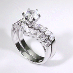 Jewellery Kingdom Ladies Wishbone Engagement Wedding Band Ring Set (Silver) - Engagement Rings - British D'sire
