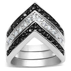Jewellery Kingdom Ladies Wishbone Stacking Bands 3pcs Cz 7mm Silver Eternity Ring Set (Black) - Jewelry Rings - British D'sire
