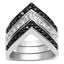 Jewellery Kingdom Ladies Wishbone Stacking Bands 3pcs Cz 7mm Silver Eternity Ring Set (Black) - Jewelry Rings - British D'sire