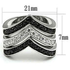 Jewellery Kingdom Ladies Wishbone Stacking Bands 3pcs Cz 7mm Silver Eternity Ring Set (Black) - Jewelry Rings - British D'sire