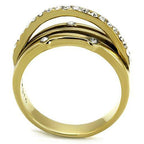 Jewellery Kingdom Ladies Wrap Over Band Cz Steel Stacking Effect Solitaires Ring (Gold) - Jewelry Rings - British D'sire