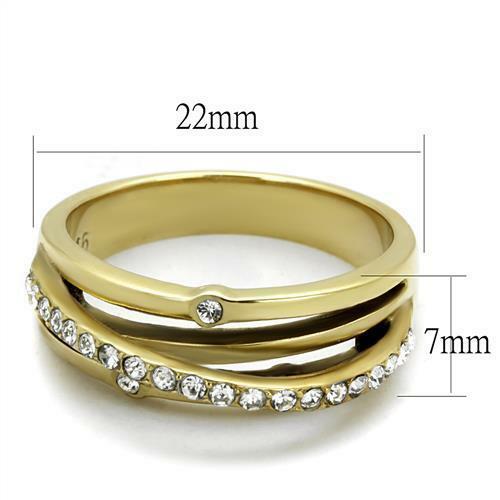 Jewellery Kingdom Ladies Wrap Over Band Cz Steel Stacking Effect Solitaires Ring (Gold) - Jewelry Rings - British D'sire