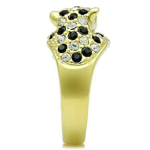 Jewellery Kingdom Leopard Cubic Zirconia Ruby Black Animal Cocktail Pretty Ring (Gold) - Jewelry Rings - British D'sire