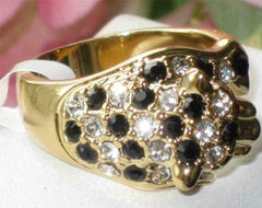 Jewellery Kingdom Leopard Cubic Zirconia Ruby Black Animal Cocktail Pretty Ring (Gold) - Jewelry Rings - British D'sire