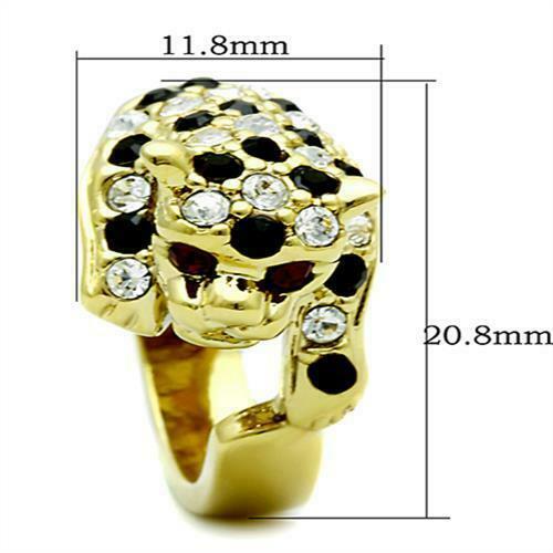 Jewellery Kingdom Leopard Cubic Zirconia Ruby Black Animal Cocktail Pretty Ring (Gold) - Jewelry Rings - British D'sire