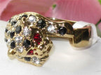 Jewellery Kingdom Leopard Ruby Cubic Zirconia Animal Cat Ladies 18kt Steel All Sizes Ring (Gold) - Jewelry Rings - British D'sire