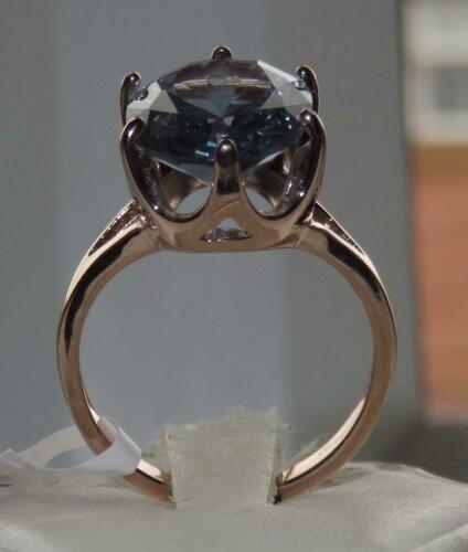 Jewellery Kingdom London 7CT Cubic Zirconia Solitaire Oval Ladies Sparkling Blue Topaz Ring (Rose Gold) - Rings - British D'sire Main image