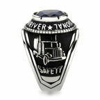 Jewellery Kingdom Lorry United States Flag Sapphire Cubic Zirconia Stainless Steel Mens Truck Driver Ring - Jewelry Rings - British D'sire